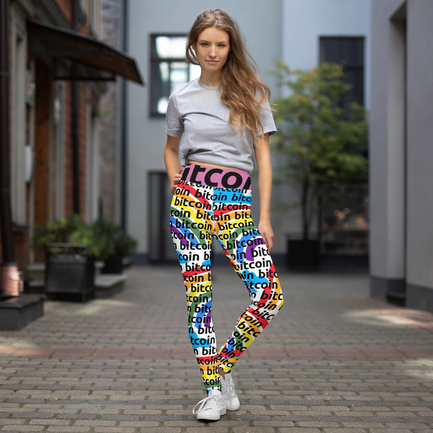 Bitcoin Rainbow Yoga Leggings printful