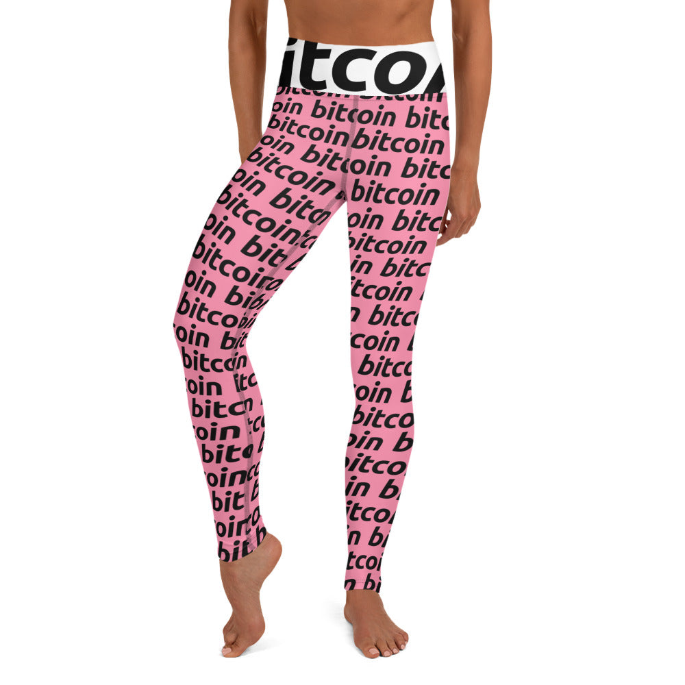 Bitcoin Rosa Yoga Leggings printful