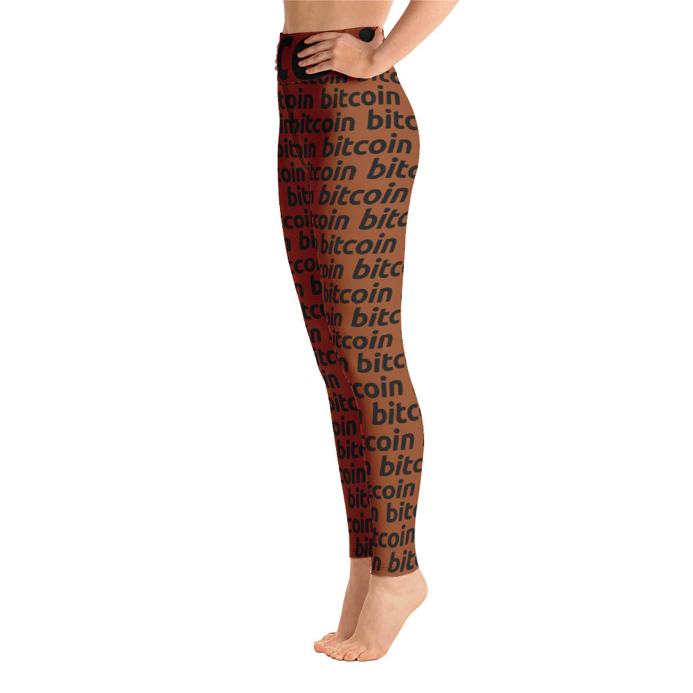 Bitcoin Brown Yoga Leggings printful