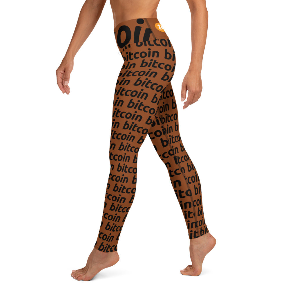 Bitcoin Brown Yoga Leggings printful