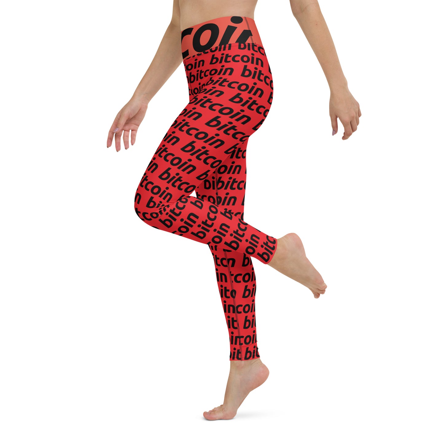 Bitcoin Red Yoga Leggings printful