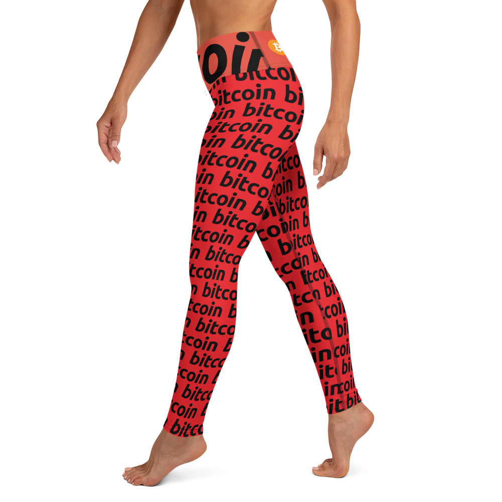 Bitcoin Red Yoga Leggings printful