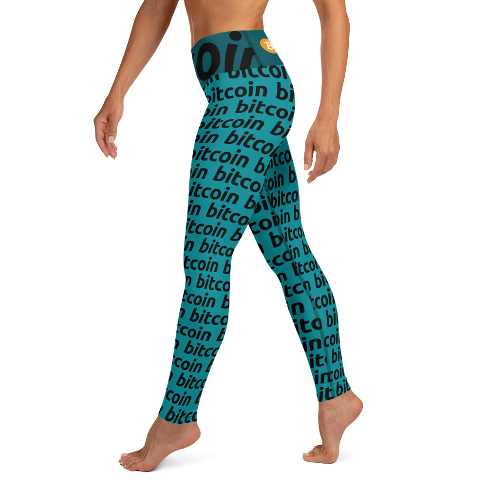 Bitcoin Blu Yoga Leggings printful