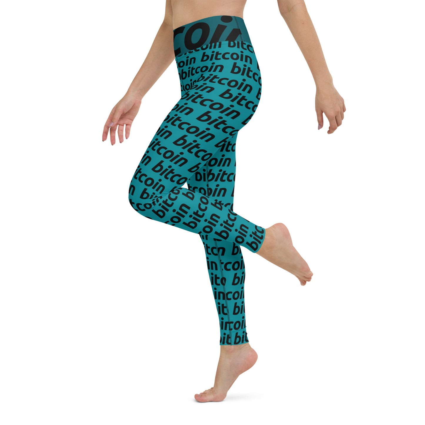 Bitcoin Blu Yoga Leggings printful