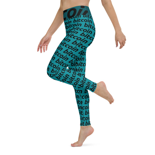 Bitcoin Blu Yoga Leggings printful