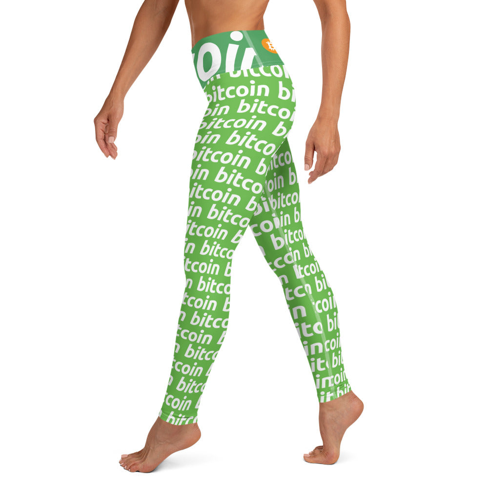 Bitcoin Grass White Yoga Leggings printful