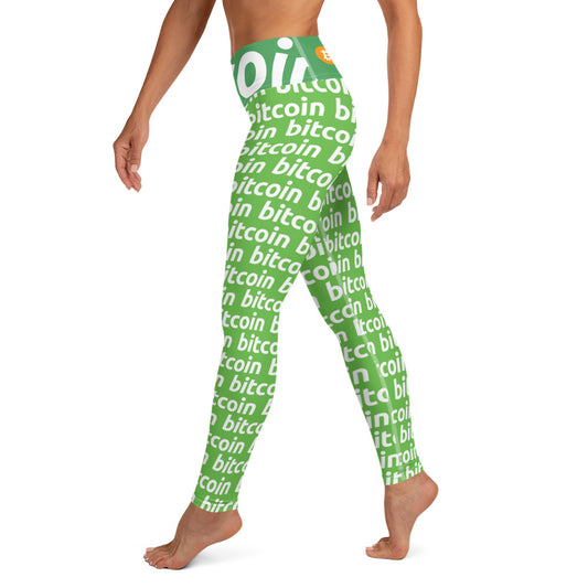 Bitcoin Grass White Yoga Leggings printful