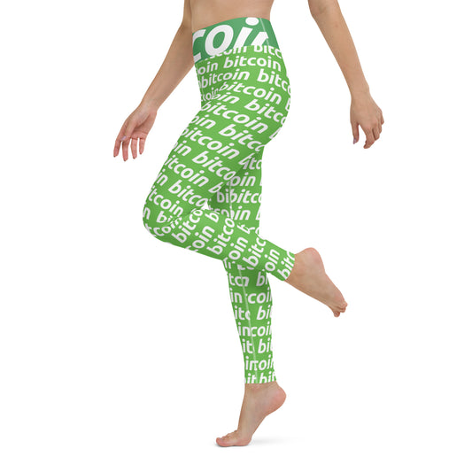 Bitcoin Grass White Yoga Leggings printful