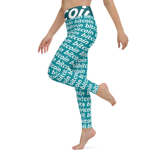 Bitcoin Blu White Yoga Leggings printful