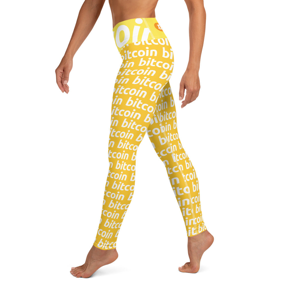 Bitcoin Honey White Yoga Leggings printful