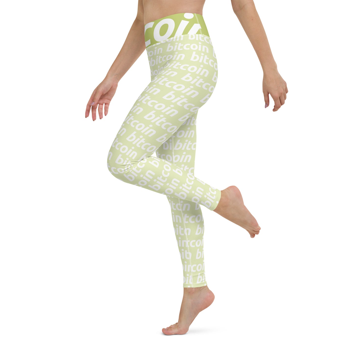 Bitcoin Lime White Yoga Leggings printful