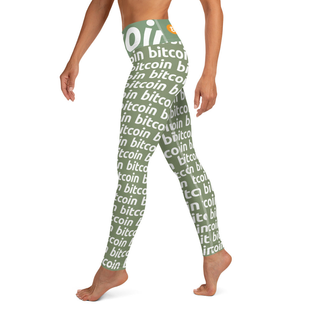 Bitcoin Forest White Yoga Leggings printful