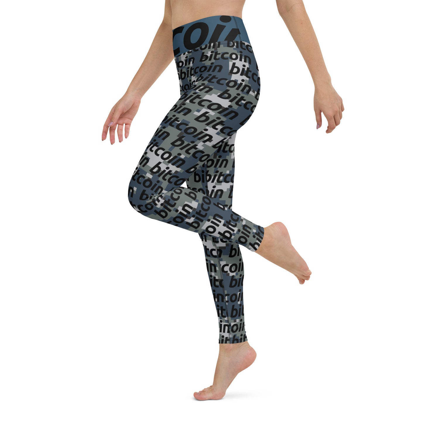 Bitcoin Urban Camo Yoga Leggings printful