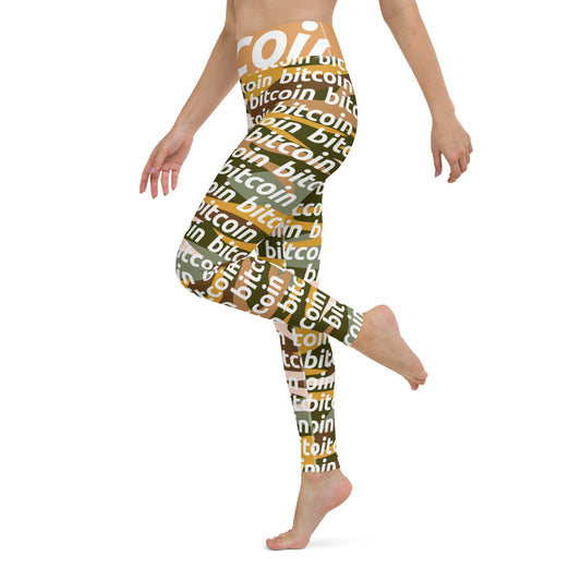Bitcoin Desert Camo Yoga Leggings printful