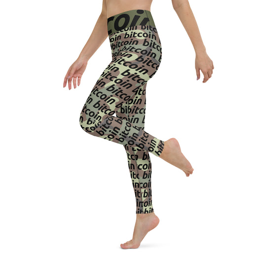 Bitcoin Army Camo Yoga Leggings printful
