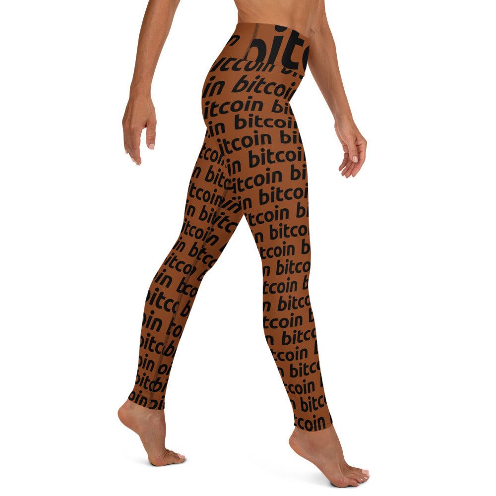 Bitcoin Brown Yoga Leggings printful
