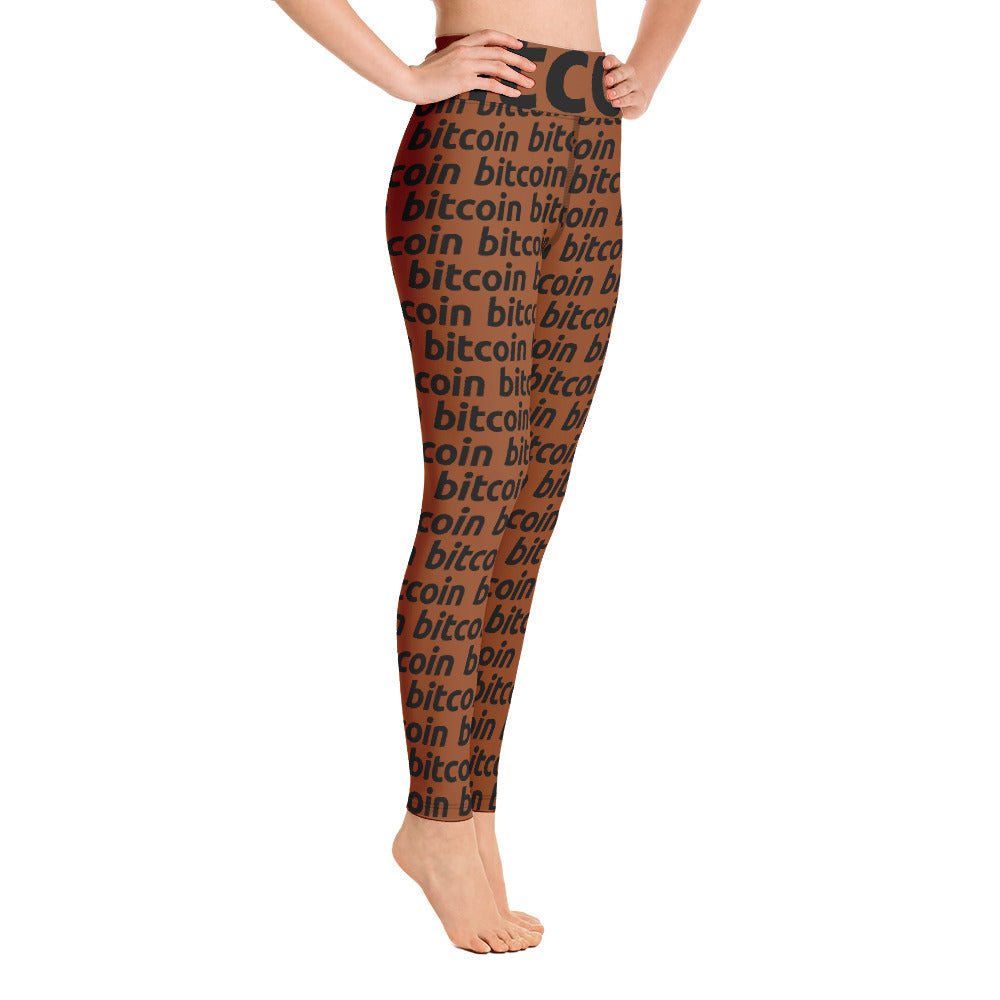 Bitcoin Brown Yoga Leggings printful