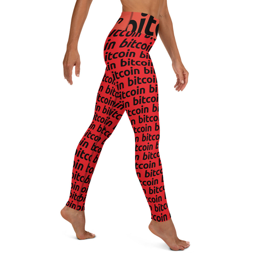 Bitcoin Red Yoga Leggings printful