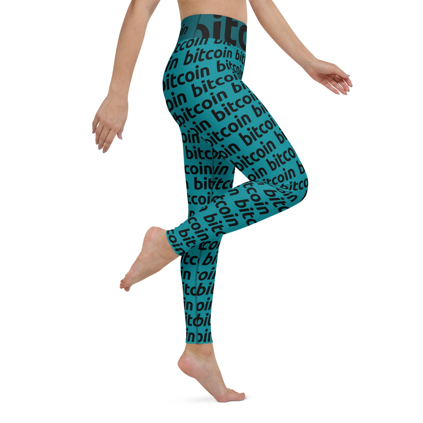 Bitcoin Blu Yoga Leggings printful