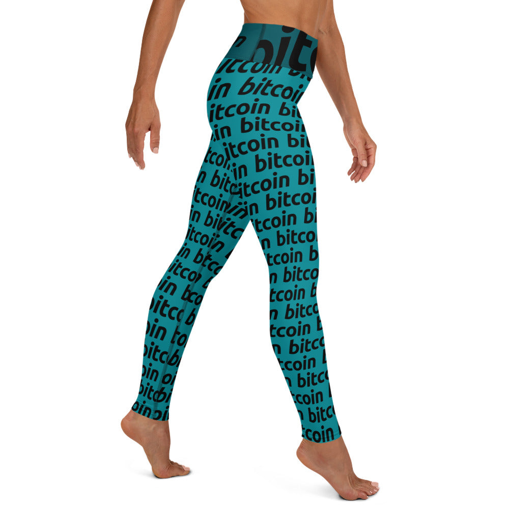 Bitcoin Blu Yoga Leggings printful