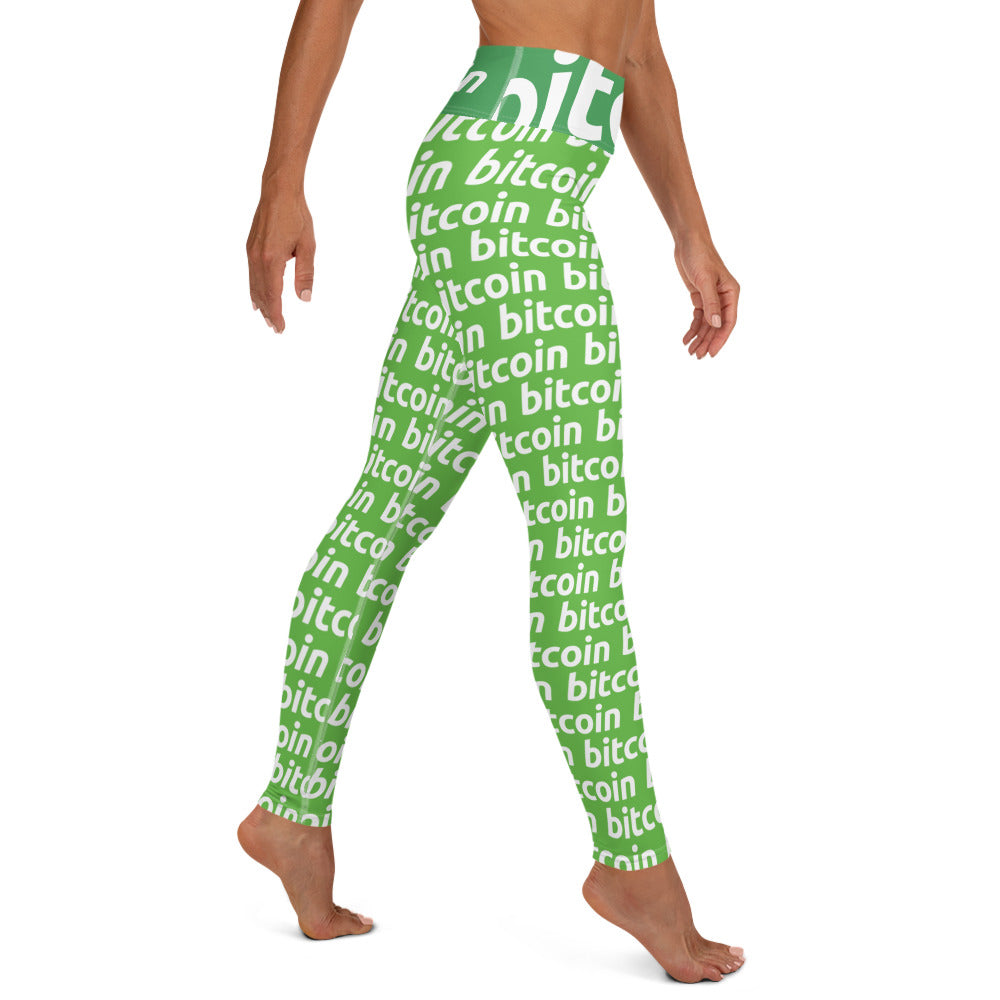 Bitcoin Grass White Yoga Leggings printful