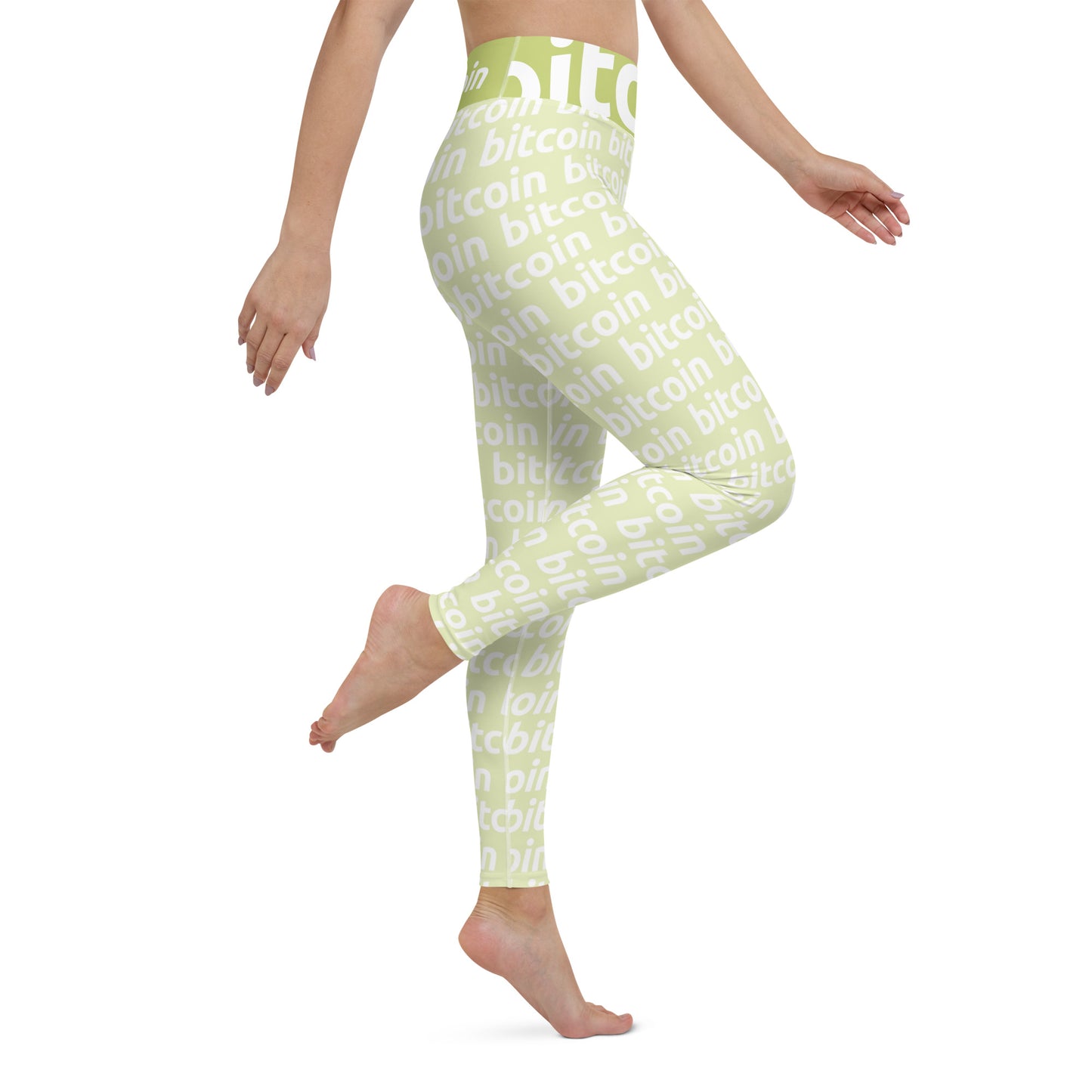 Bitcoin Lime White Yoga Leggings