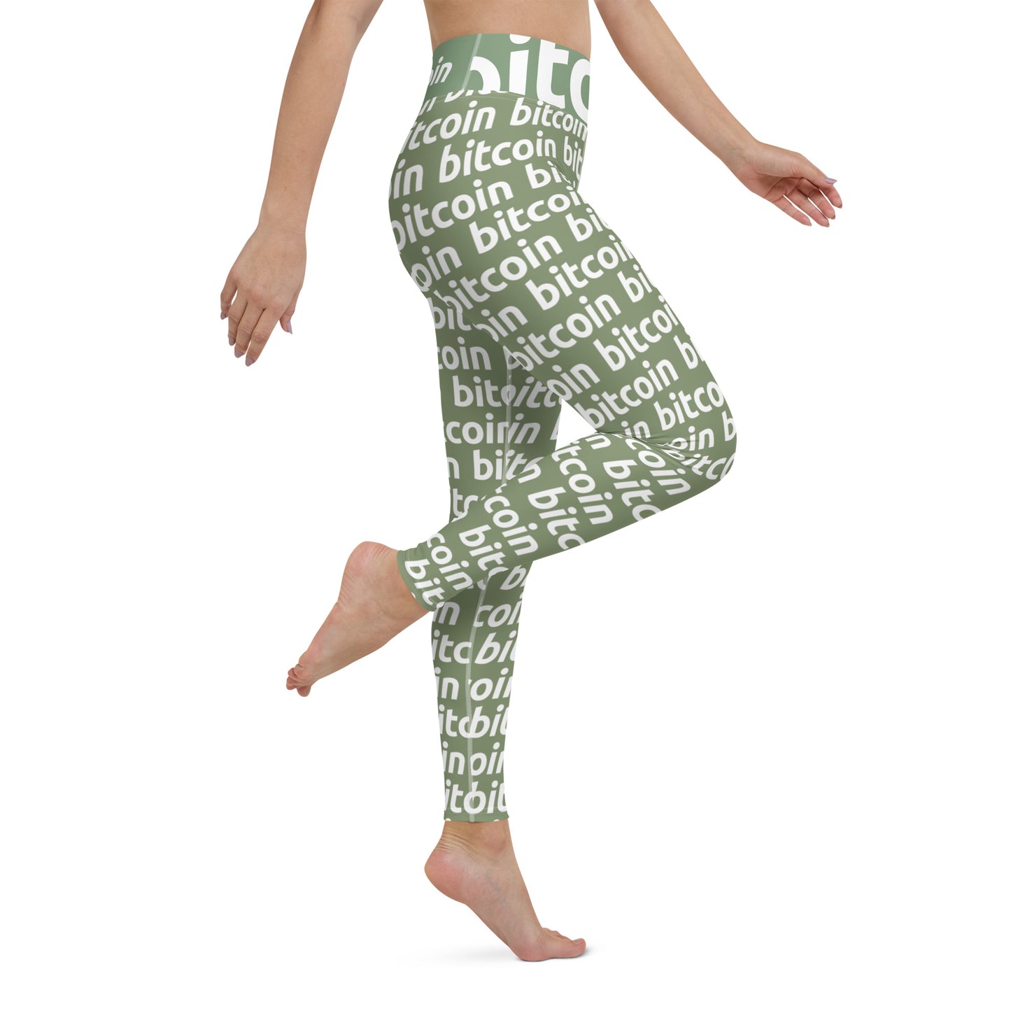Bitcoin Forest White Yoga Leggings printful