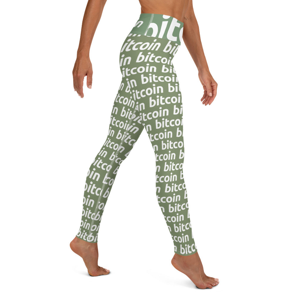Bitcoin Forest White Yoga Leggings printful