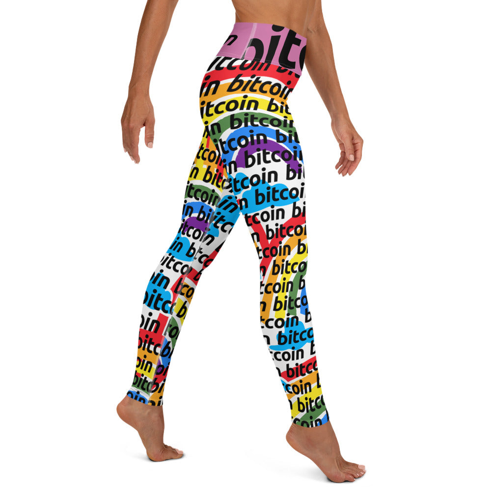 Bitcoin Rainbow Yoga Leggings printful