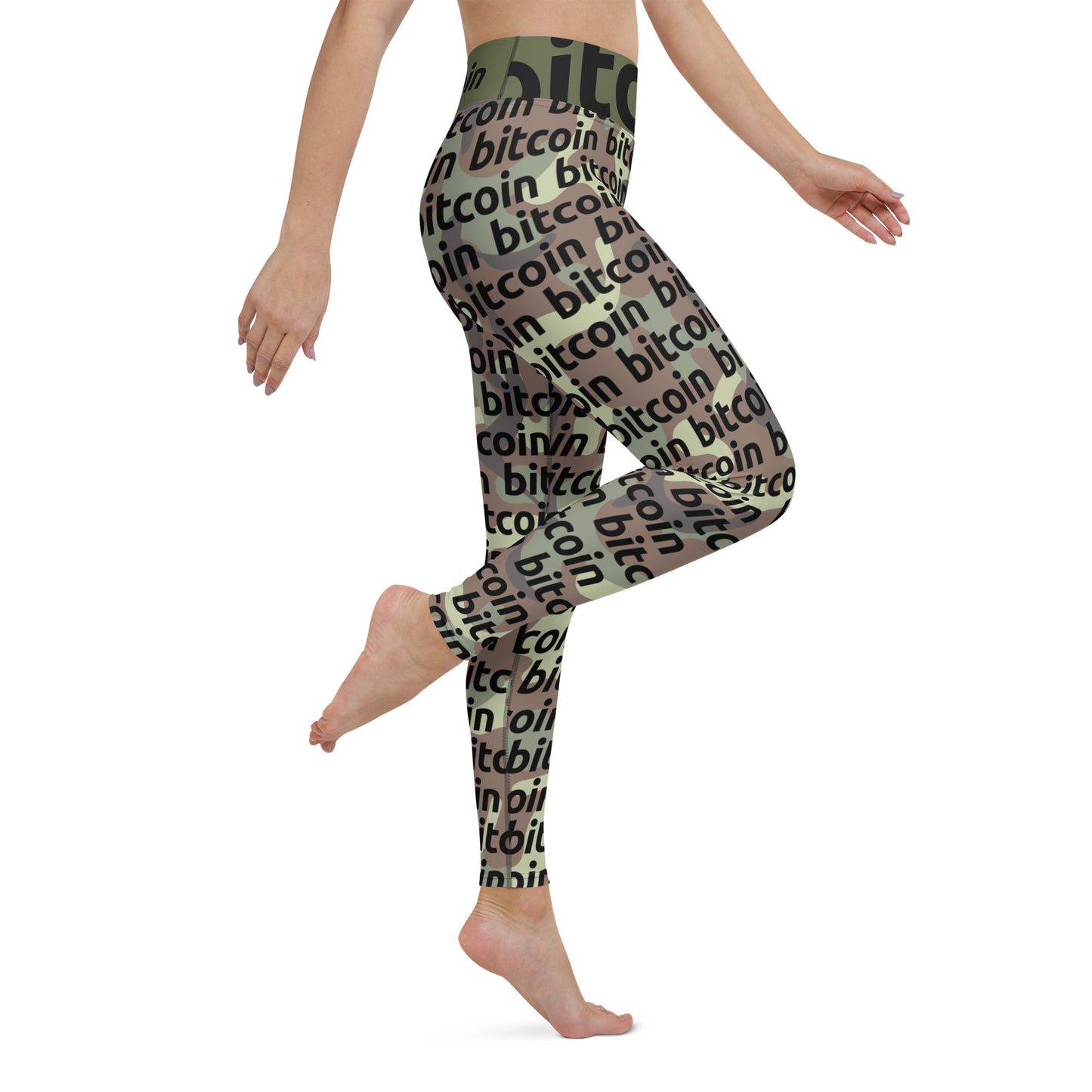 Bitcoin Army Camo Yoga Leggings printful