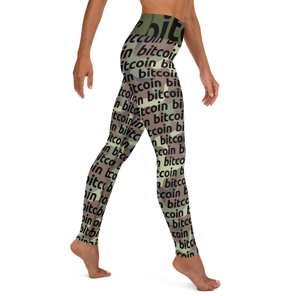 Bitcoin Army Camo Yoga Leggings printful