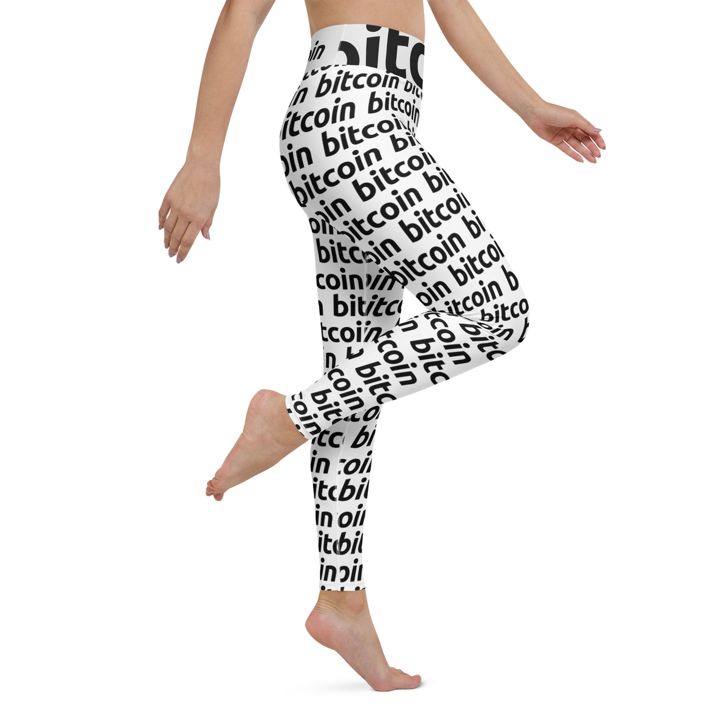 Bitcoin Snow Yoga Leggings printful
