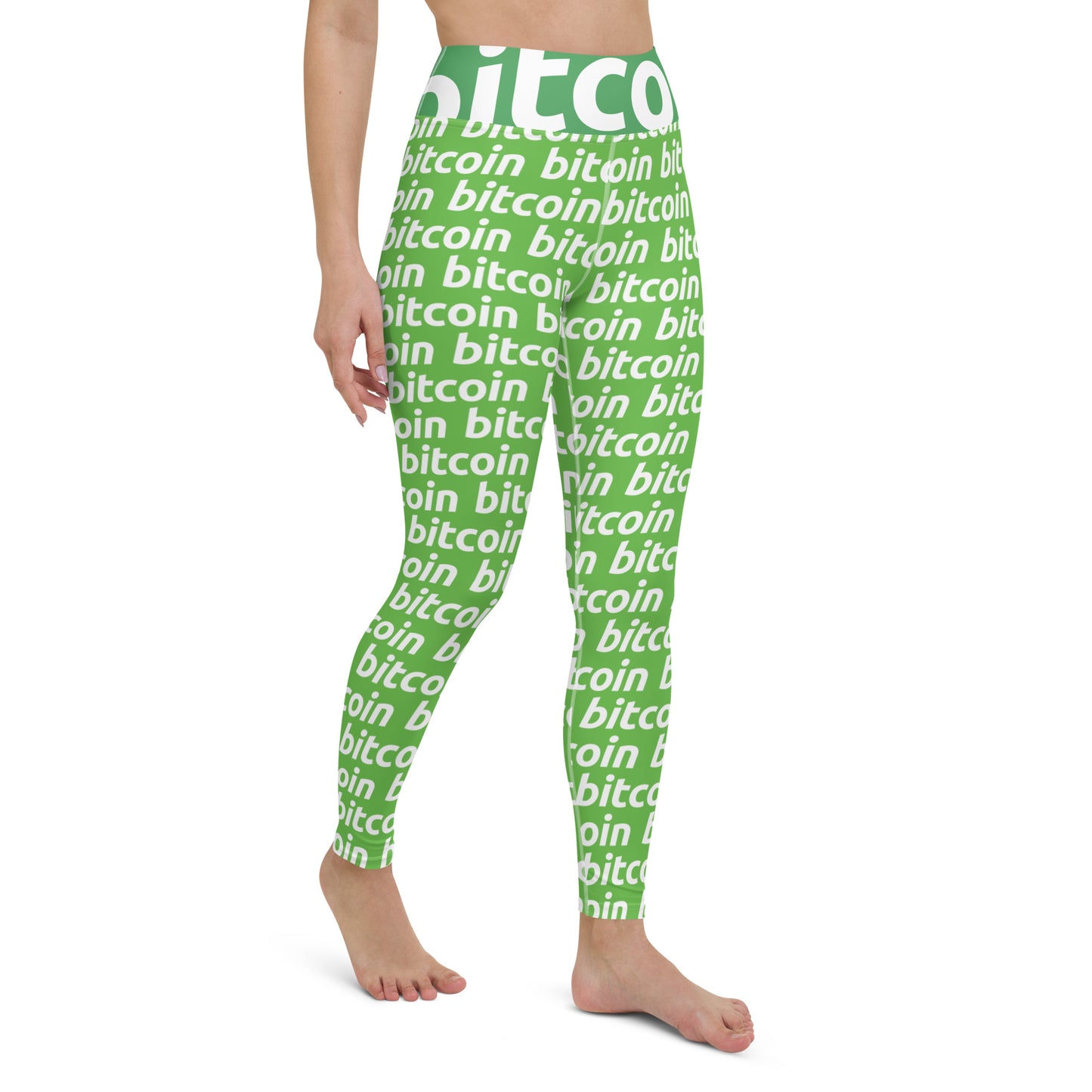 Bitcoin Grass White Yoga Leggings printful