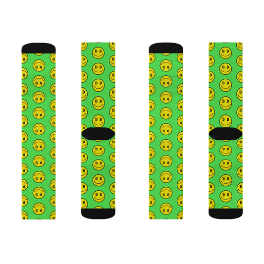 Bitcoin Smile Green Socks Printify