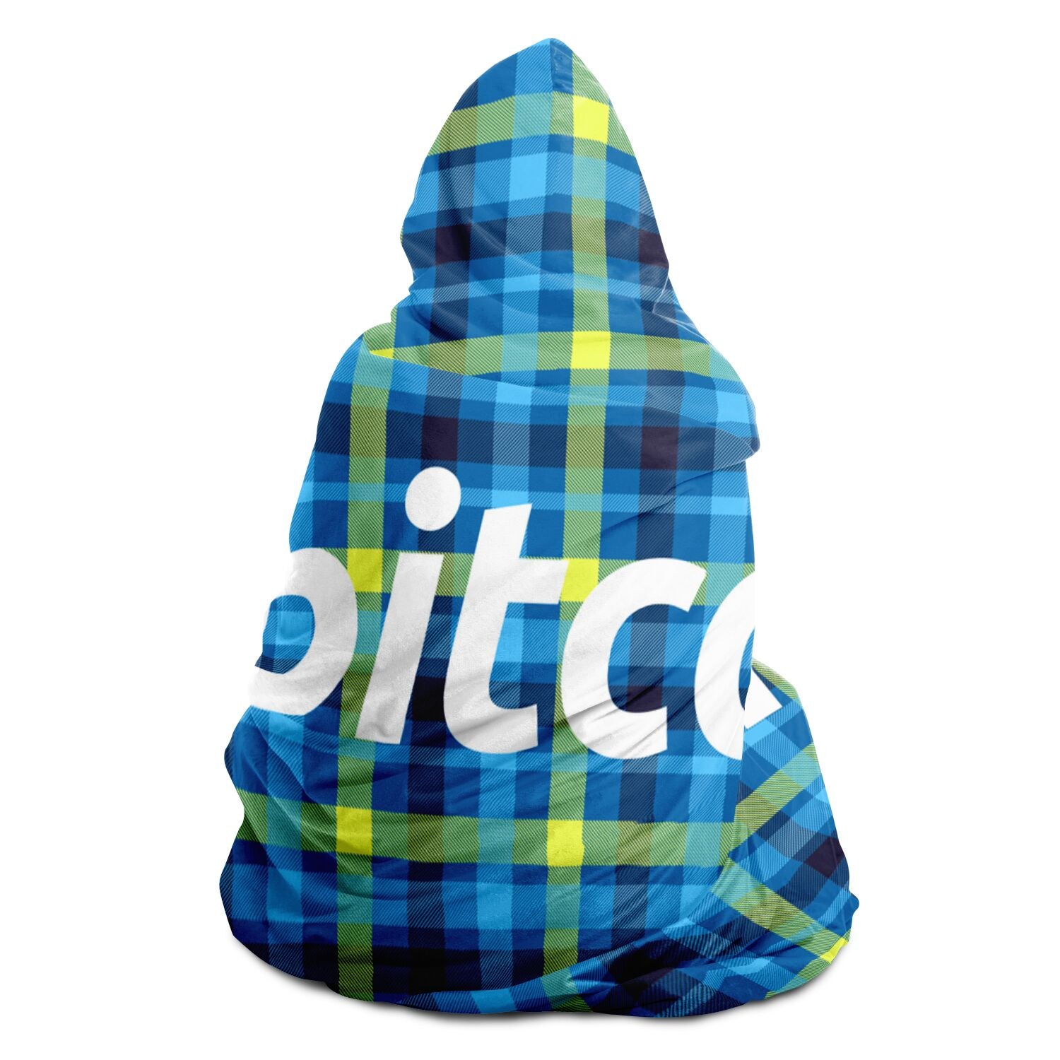 Bitcoin Tartan Blue Hooded Blanket In N Out Crypto