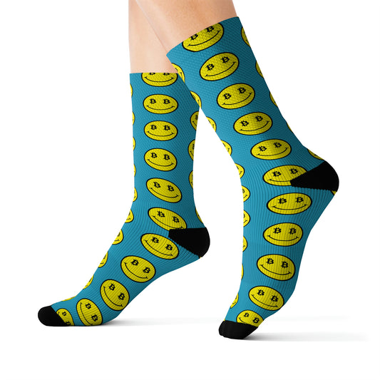 Bitcoin Smile  Sky Socks Printify