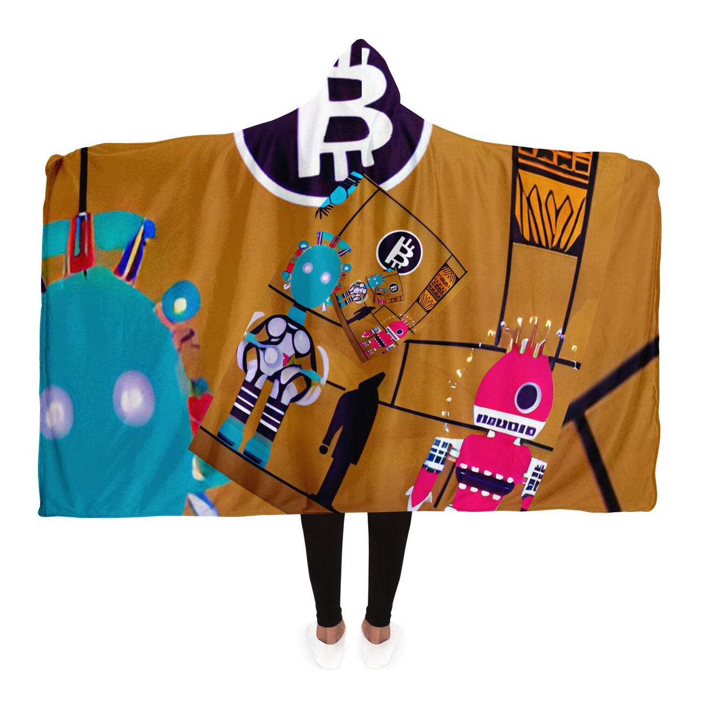 Bitcoin Hokas Hooded Blanket