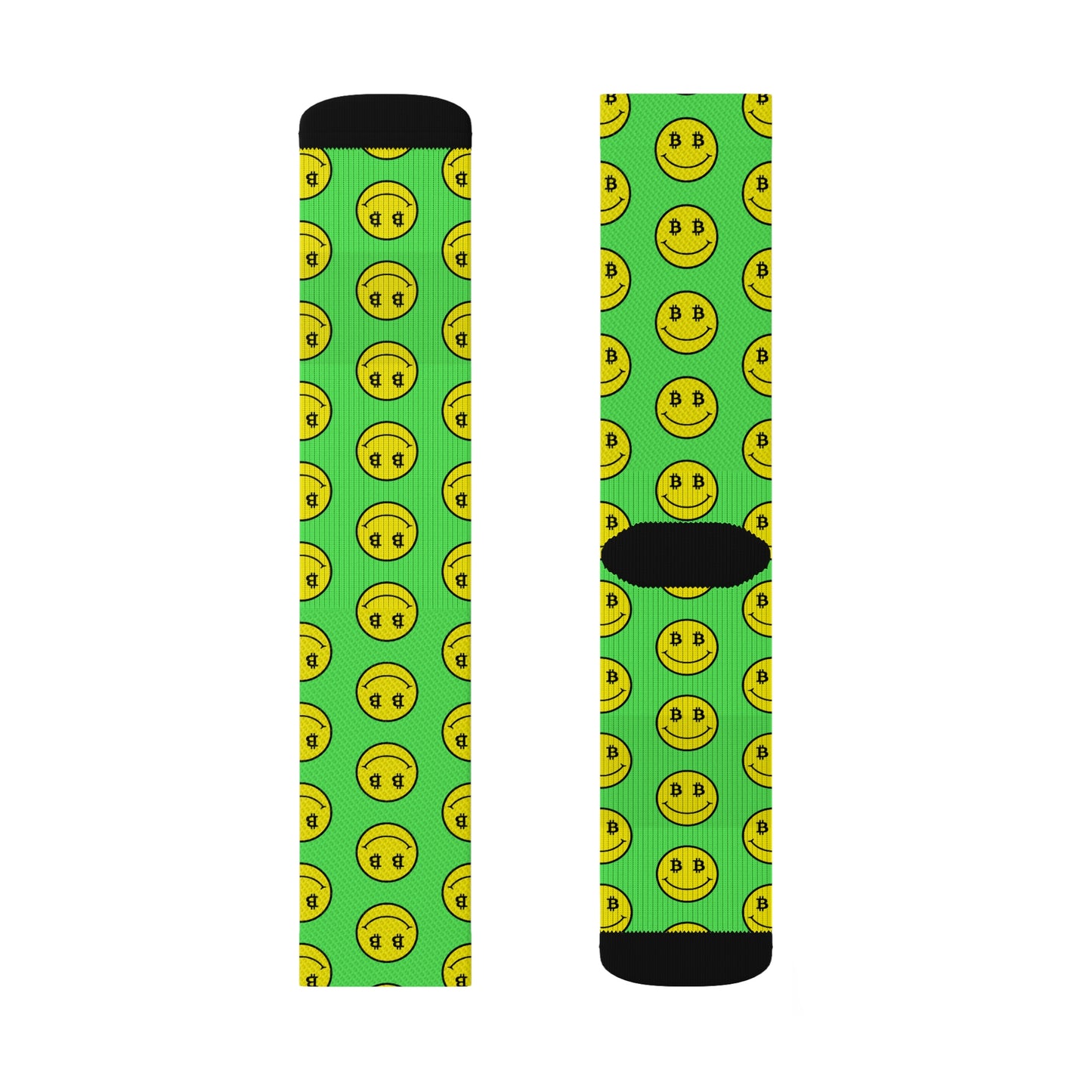 Bitcoin Smile Green Socks Printify