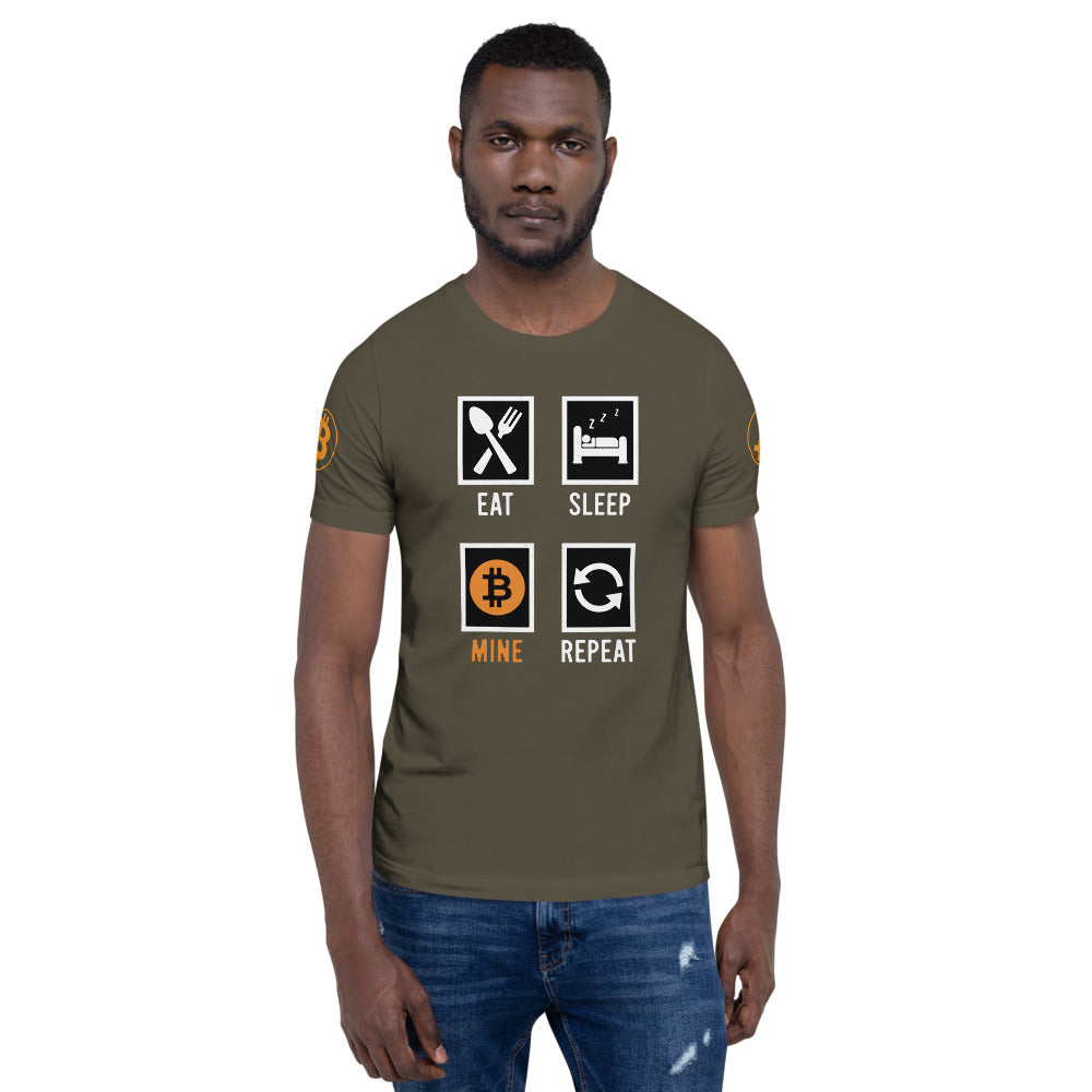 Bitcoin Eat Sleep Mine Repeat | Shirts & Tops | bitcoin-eat-sleep-mine-repeat-tee | printful