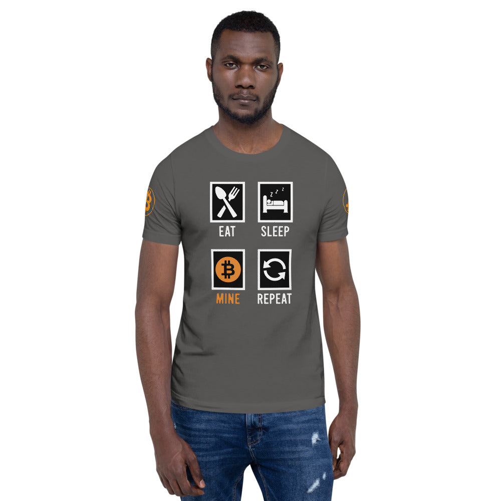 Bitcoin Eat Sleep Mine Repeat | Shirts & Tops | bitcoin-eat-sleep-mine-repeat-tee | printful