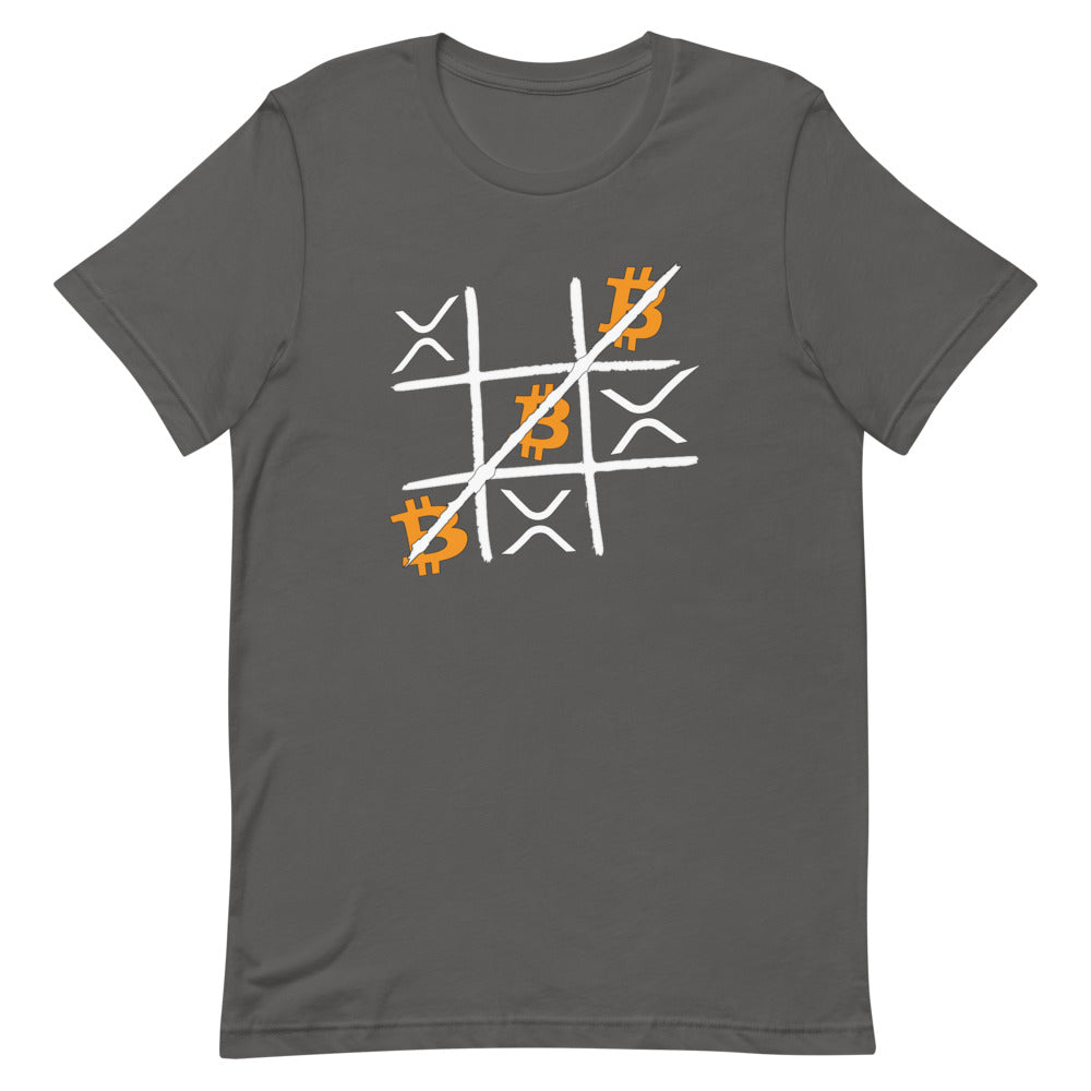 Bitcoin vs XRP Tic Tac Toe | Shirts & Tops | bitcoin-vs-xrp-tic-tac-toe-tee | printful