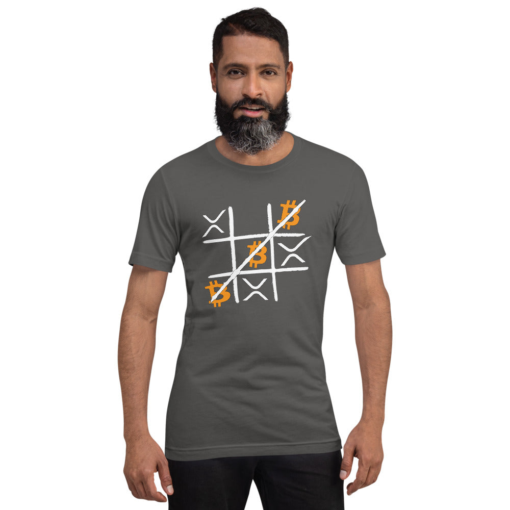 Bitcoin vs XRP Tic Tac Toe | Shirts & Tops | bitcoin-vs-xrp-tic-tac-toe-tee | printful