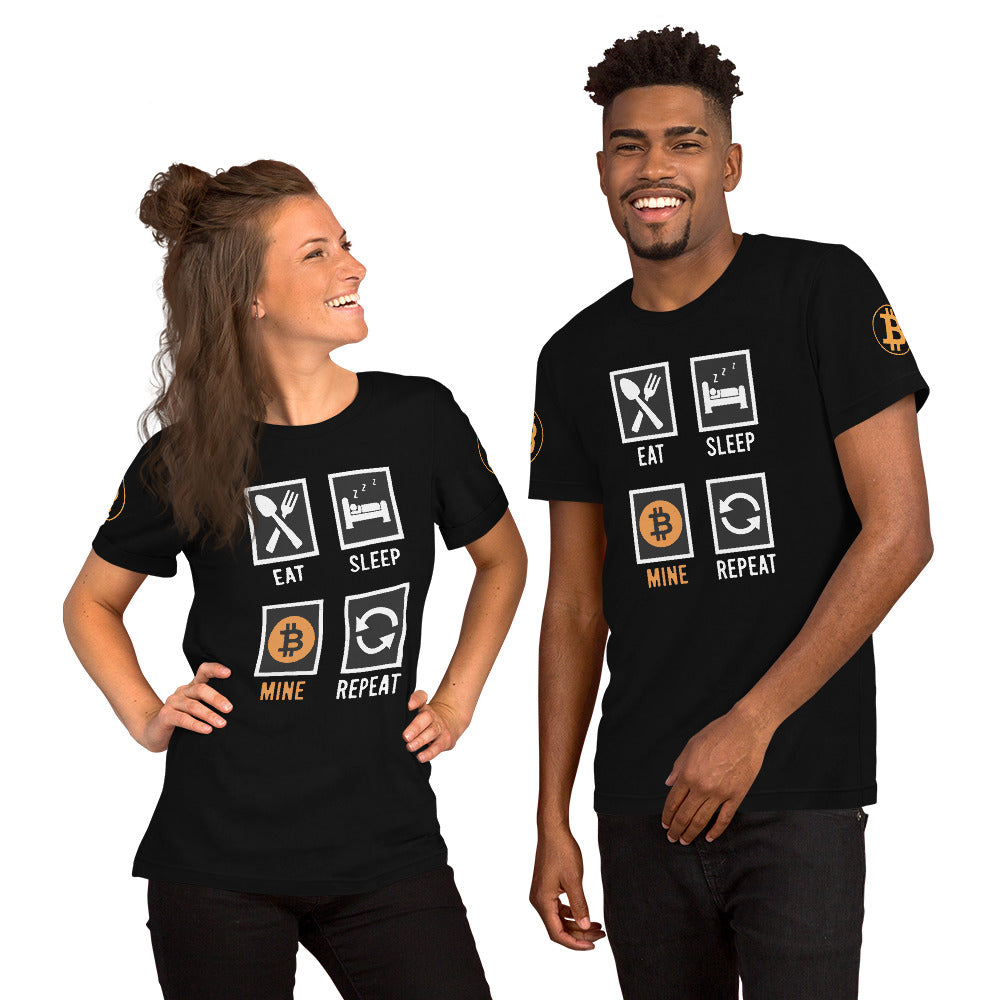 Bitcoin Eat Sleep Mine Repeat | Shirts & Tops | bitcoin-eat-sleep-mine-repeat-tee | printful