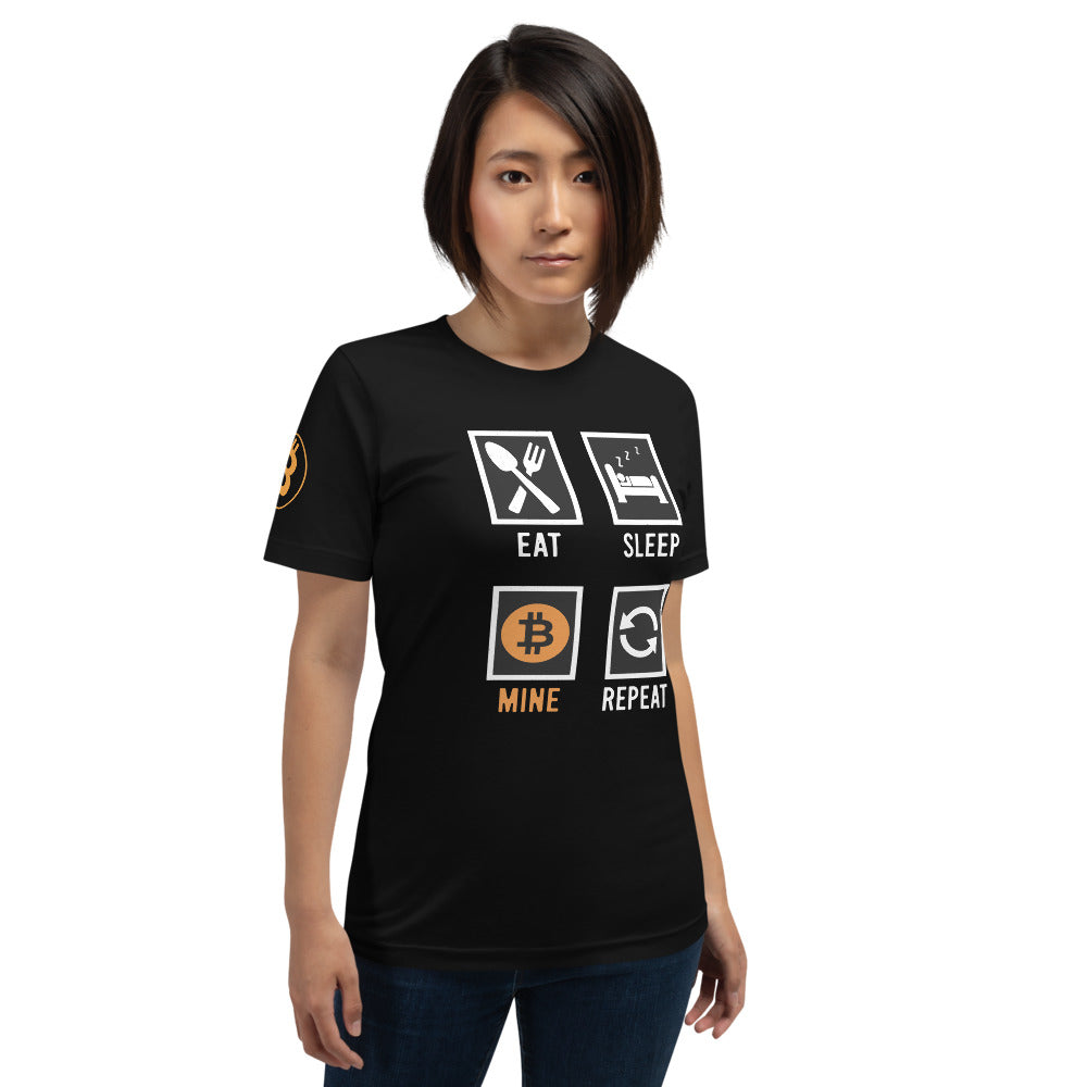 Bitcoin Eat Sleep Mine Repeat | Shirts & Tops | bitcoin-eat-sleep-mine-repeat-tee | printful