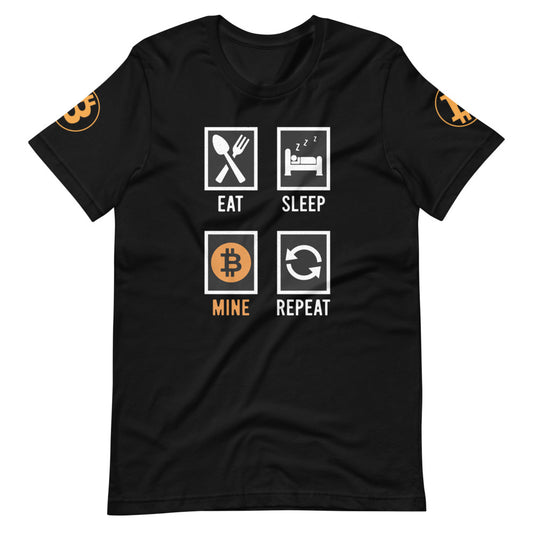 Bitcoin Eat Sleep Mine Repeat | Shirts & Tops | bitcoin-eat-sleep-mine-repeat-tee | printful