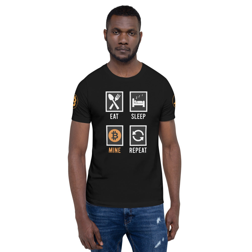 Bitcoin Eat Sleep Mine Repeat | Shirts & Tops | bitcoin-eat-sleep-mine-repeat-tee | printful