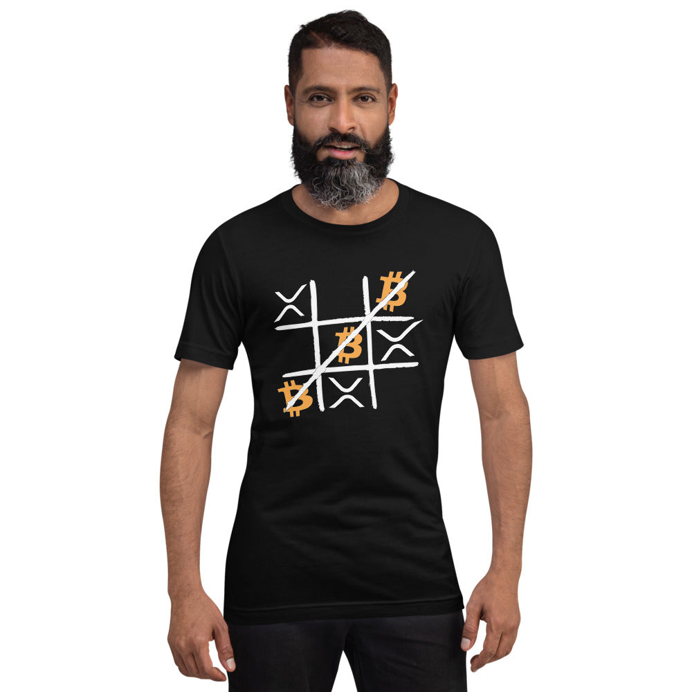Bitcoin vs XRP Tic Tac Toe | Shirts & Tops | bitcoin-vs-xrp-tic-tac-toe-tee | printful