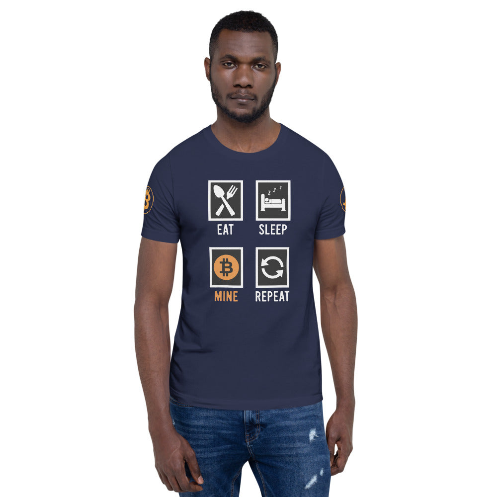 Bitcoin Eat Sleep Mine Repeat | Shirts & Tops | bitcoin-eat-sleep-mine-repeat-tee | printful