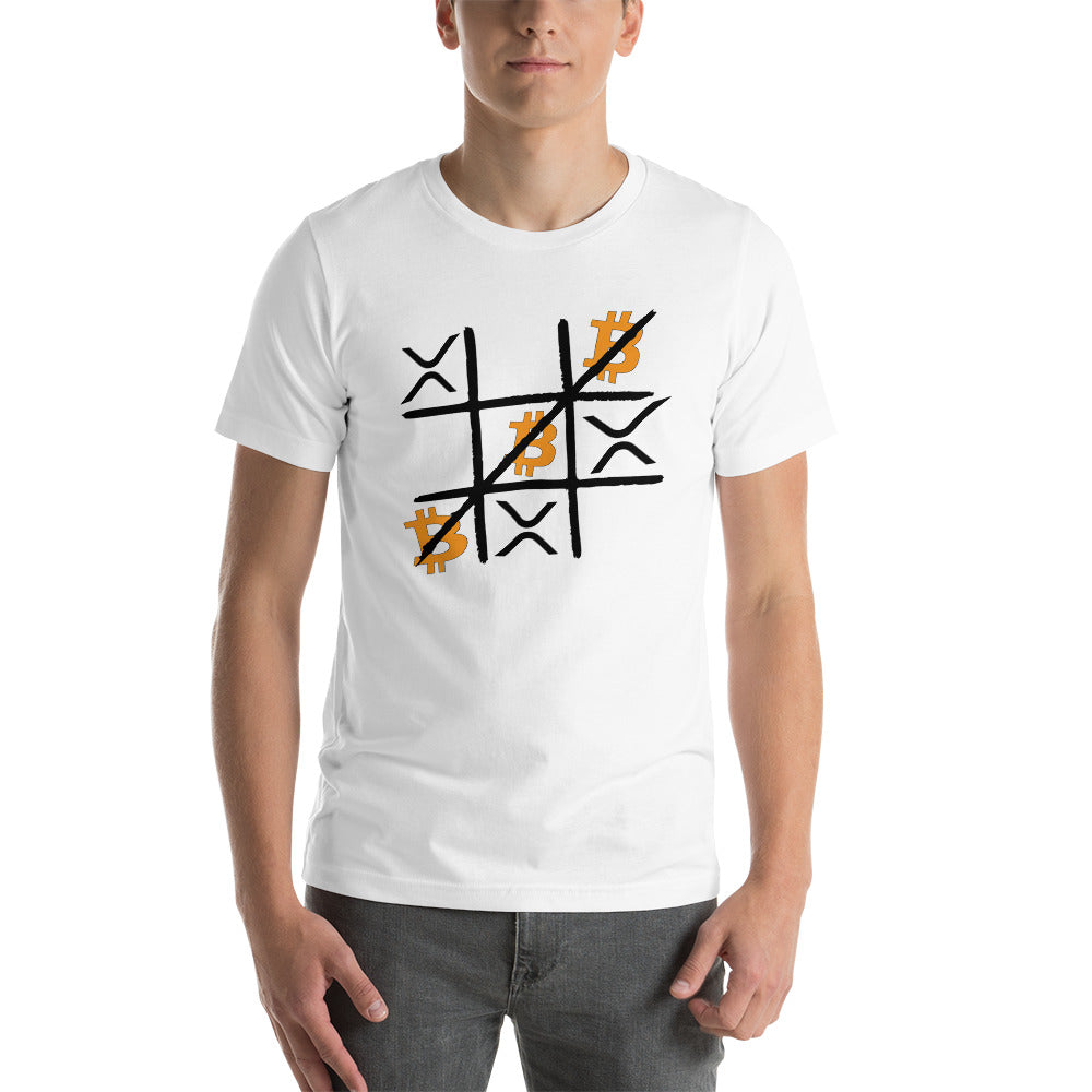 Bitcoin vs XRP Tic Tac Toe | Shirts & Tops | bitcoin-vs-xrp-tic-tac-toe-tee | printful