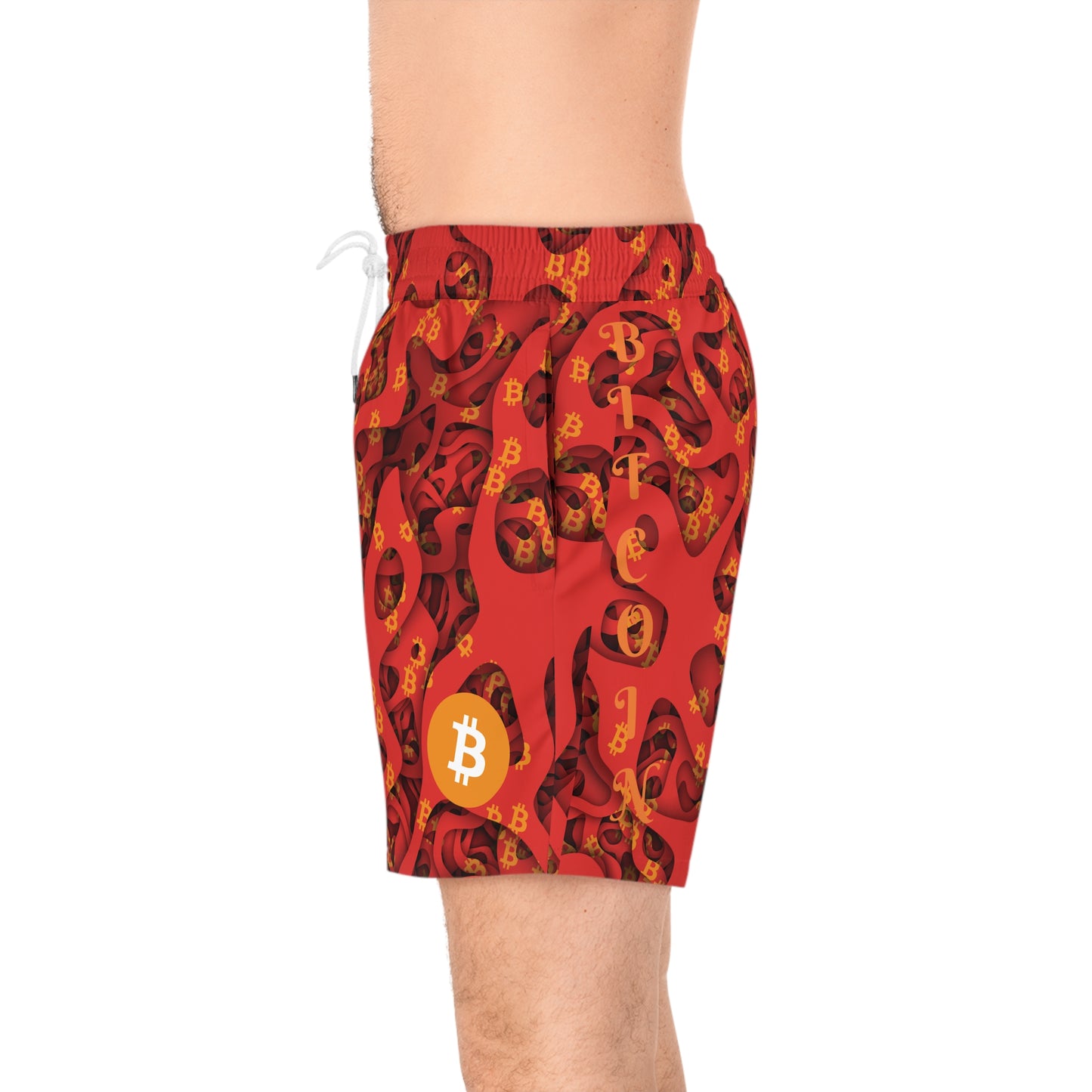 Bitcoin Abstract Red Swim Trunk In N Out Crypto